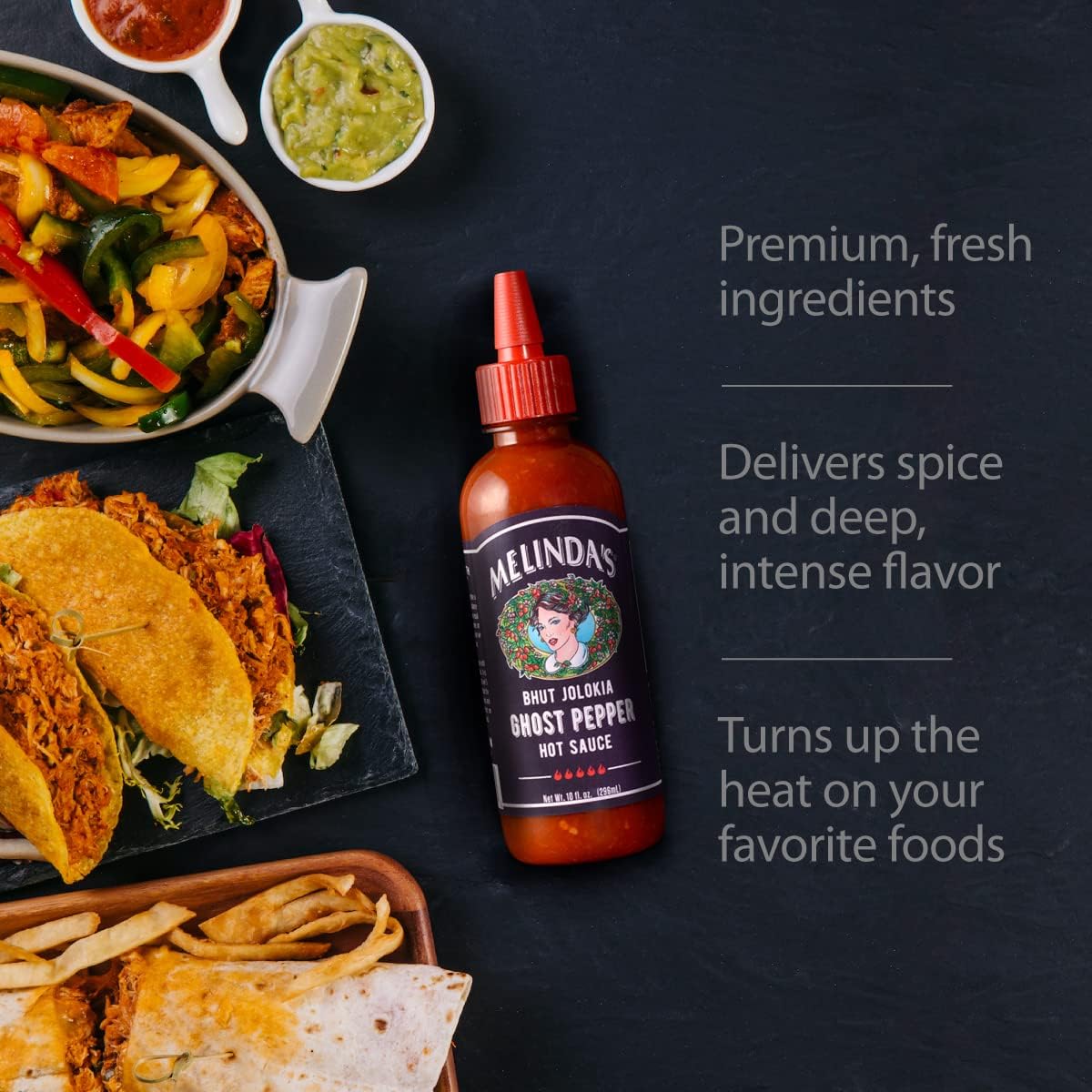 Melinda's Ghost Pepper Hot Sauce - Unique Housewarming Gift for Spicy Food Lovers, Gourmet Extra Hot Condiment, 10oz Bottle