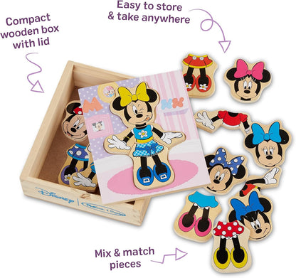 Melissa & Doug Disney Minnie Mouse Wooden Dress-Up Set – Grandparent Gift for Disney-Loving Toddler Ages 3+