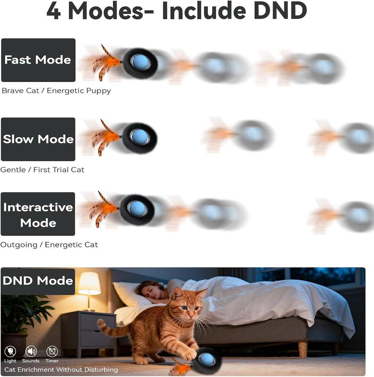 MeowMotion Motion Activated Cat Toy – Hands-Free Enrichment for Working Professionals, 3-Hour Auto Cycle