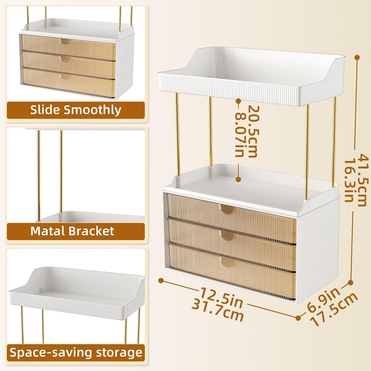 metal tube frame with stainless steel + acrylic construction for durability