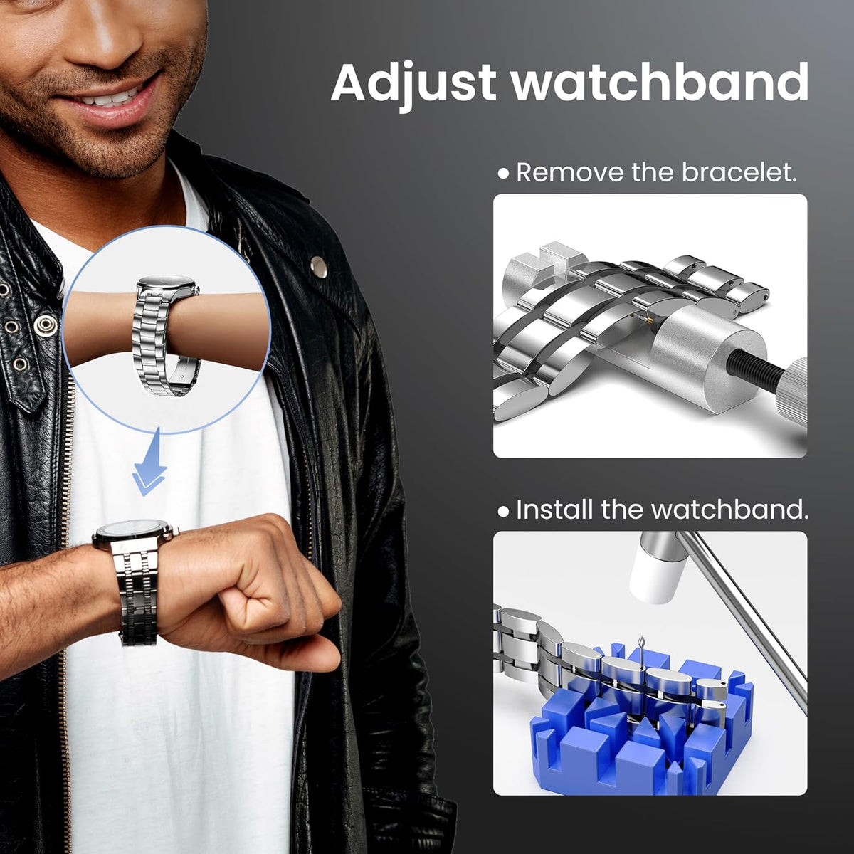 metal watch band link remover with 15 replacement pins