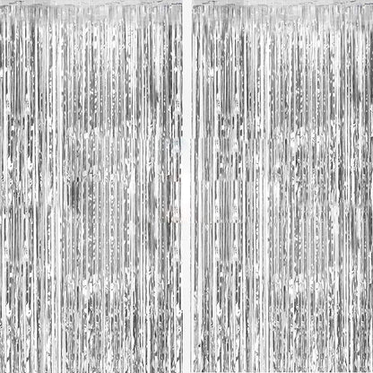 metallic tinsel foil construction with shiny reflective surface