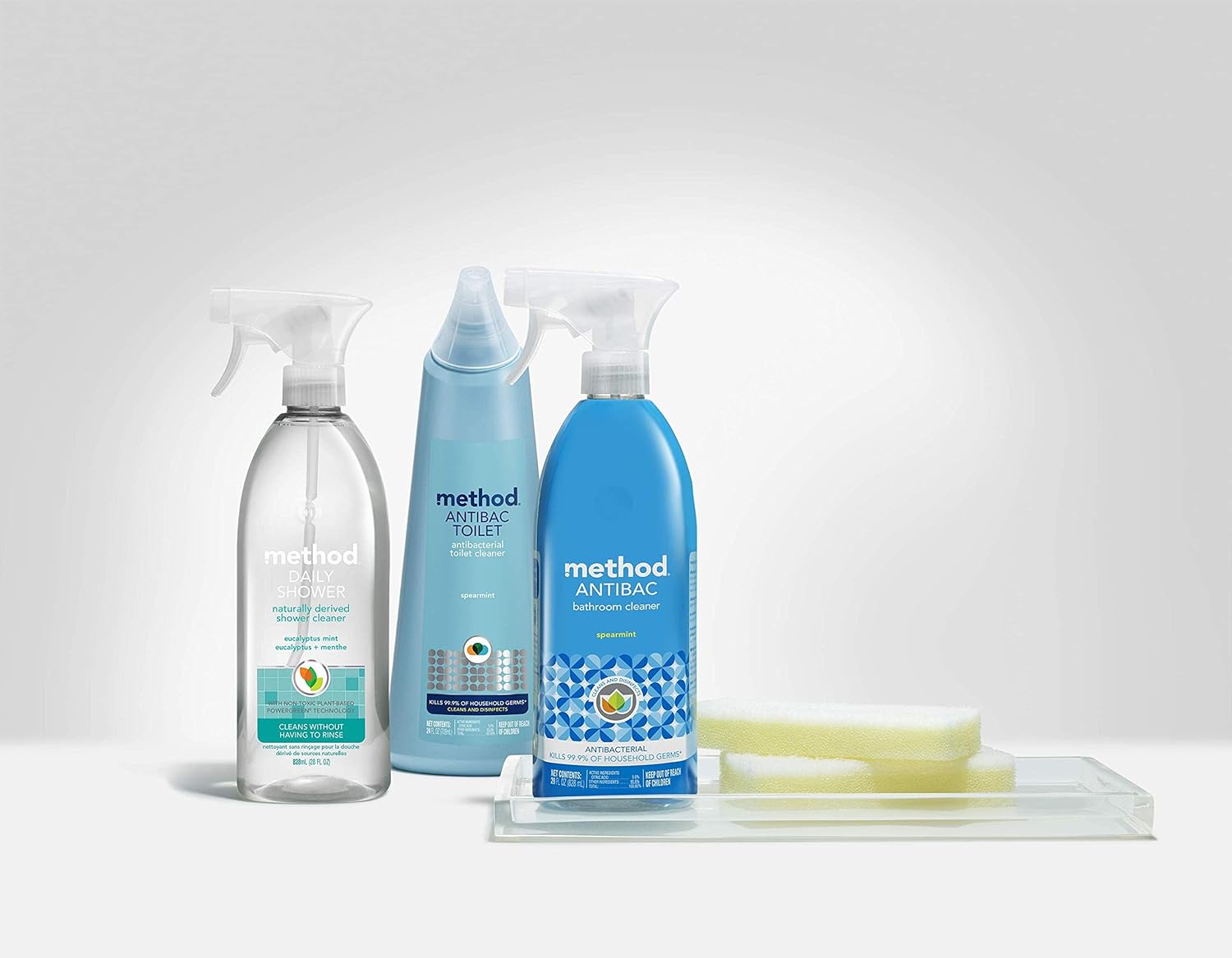 Method Daily Shower Spray Cleaner – Sleek Eucalyptus Mint Bottle for Uncluttered Bathroom Counters