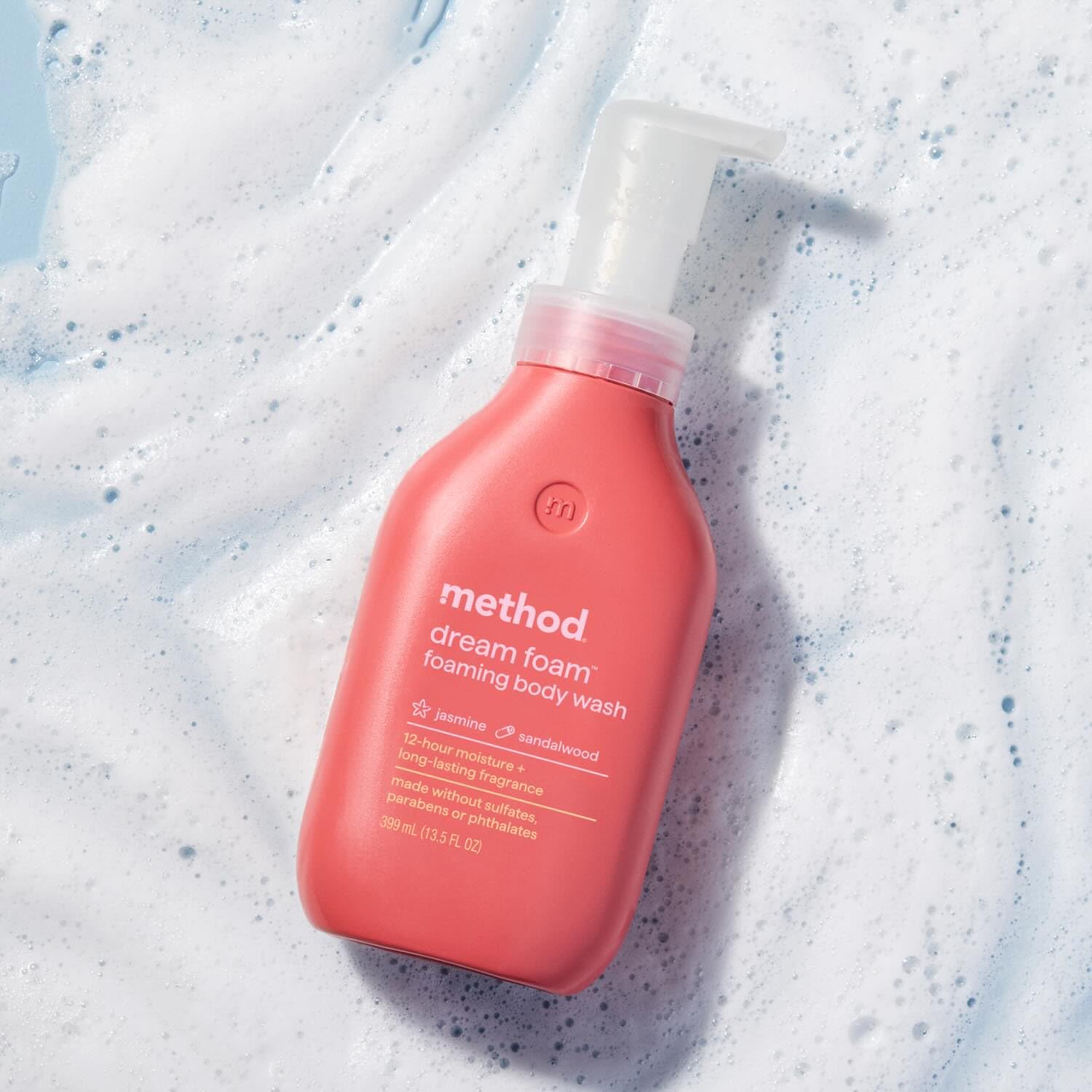 Method Dream Foam Body Wash — Stress-Relief Yoga Room Scent Companion, Long-Lasting Jasmine Sandalwood Fragrance Foam