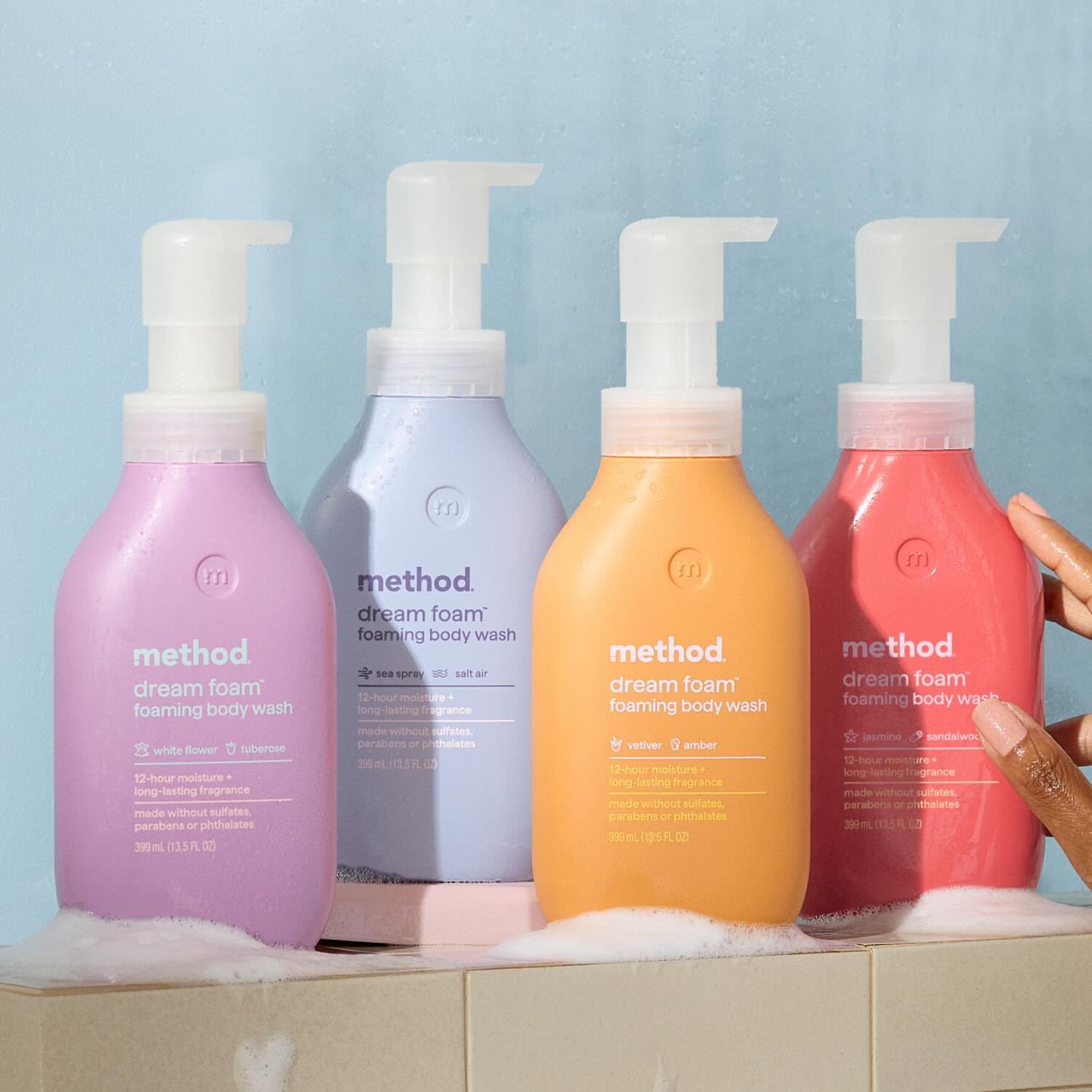 Method Dream Foam Body Wash — Stress-Relief Yoga Room Scent Companion, Long-Lasting Jasmine Sandalwood Fragrance Foam