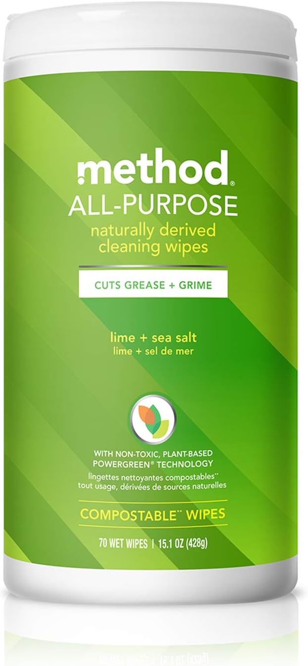 Method Lime & Sea Salt All-Purpose Wipes as a Housewarming Gift, Plant-Based Bulk Pack for New Homeowners