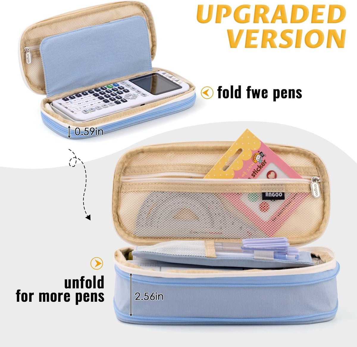 middle mezzanine compartment for shorter, frequently used pens