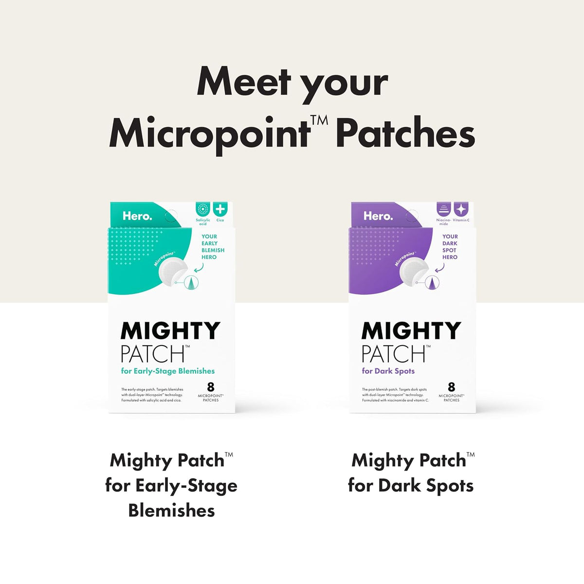 Mighty Patch Hero Cosmetics Micropoint Patches – Teen Acne Treatment for Dorm and Shared Bathrooms, 8-Count Hydrocolloid Patches