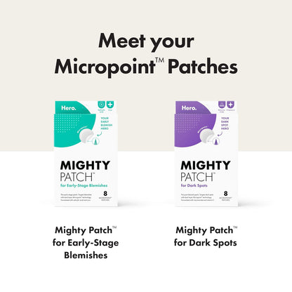 Mighty Patch Hero Cosmetics Micropoint Patches – Teen Acne Treatment for Dorm and Shared Bathrooms, 8-Count Hydrocolloid Patches