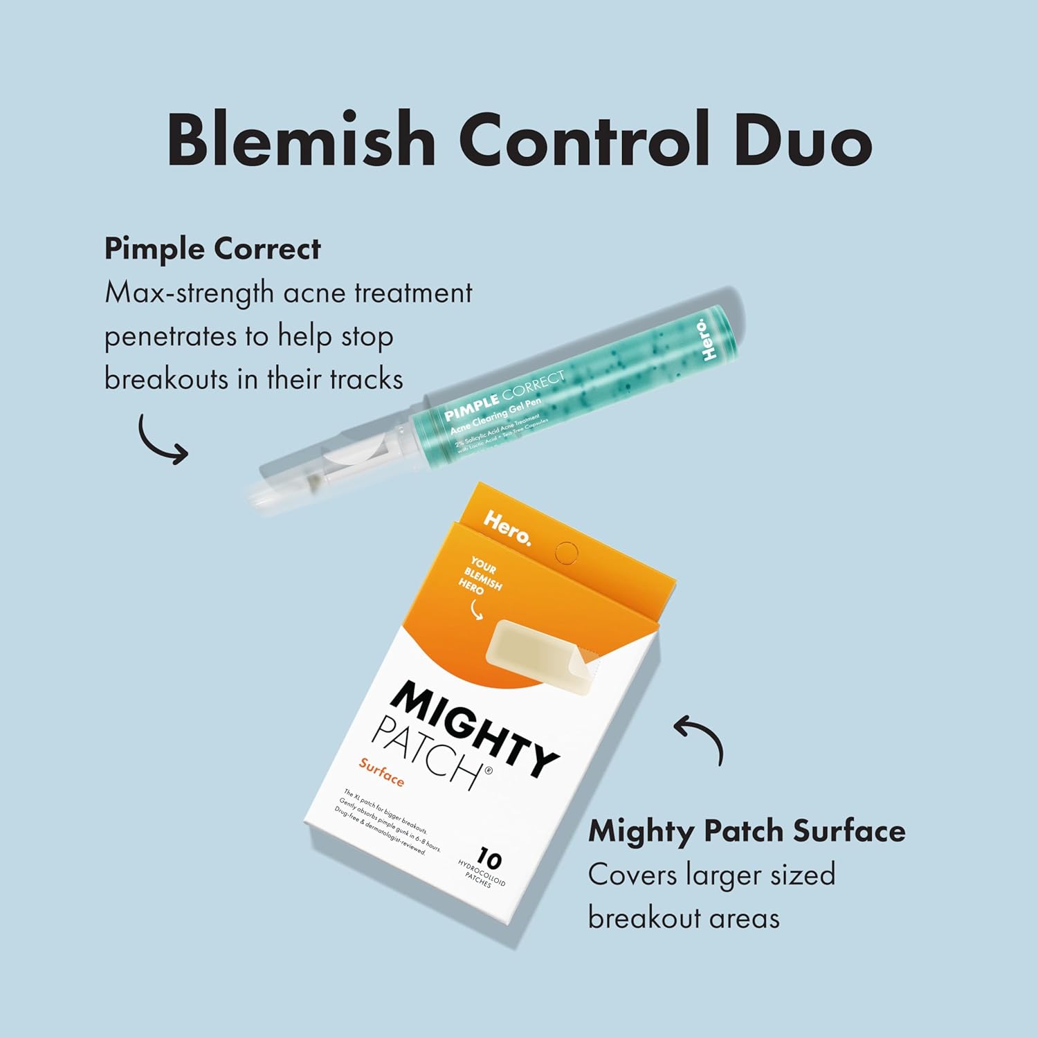 Mighty Patch Surface XL Hydrocolloid Patches — Drug-Free, Non-Medicated Acne Care Safe for Sensitive Skin