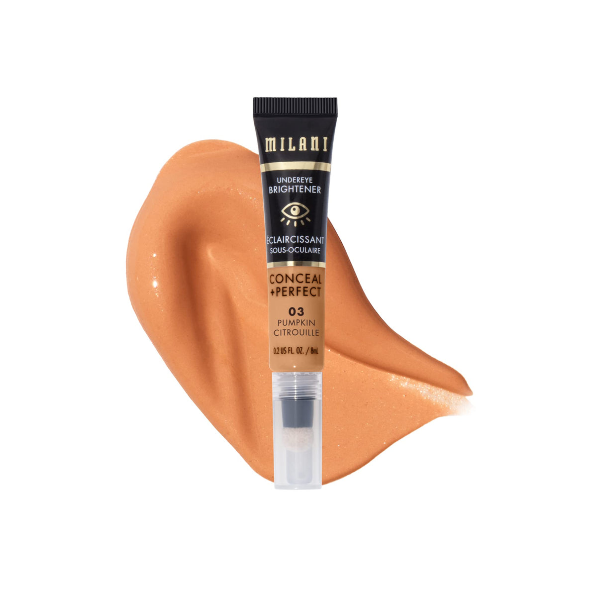 Milani Conceal + Perfect Undereye Brightener for Treating Dark Circles, Face Lift Collection - Pumpkin