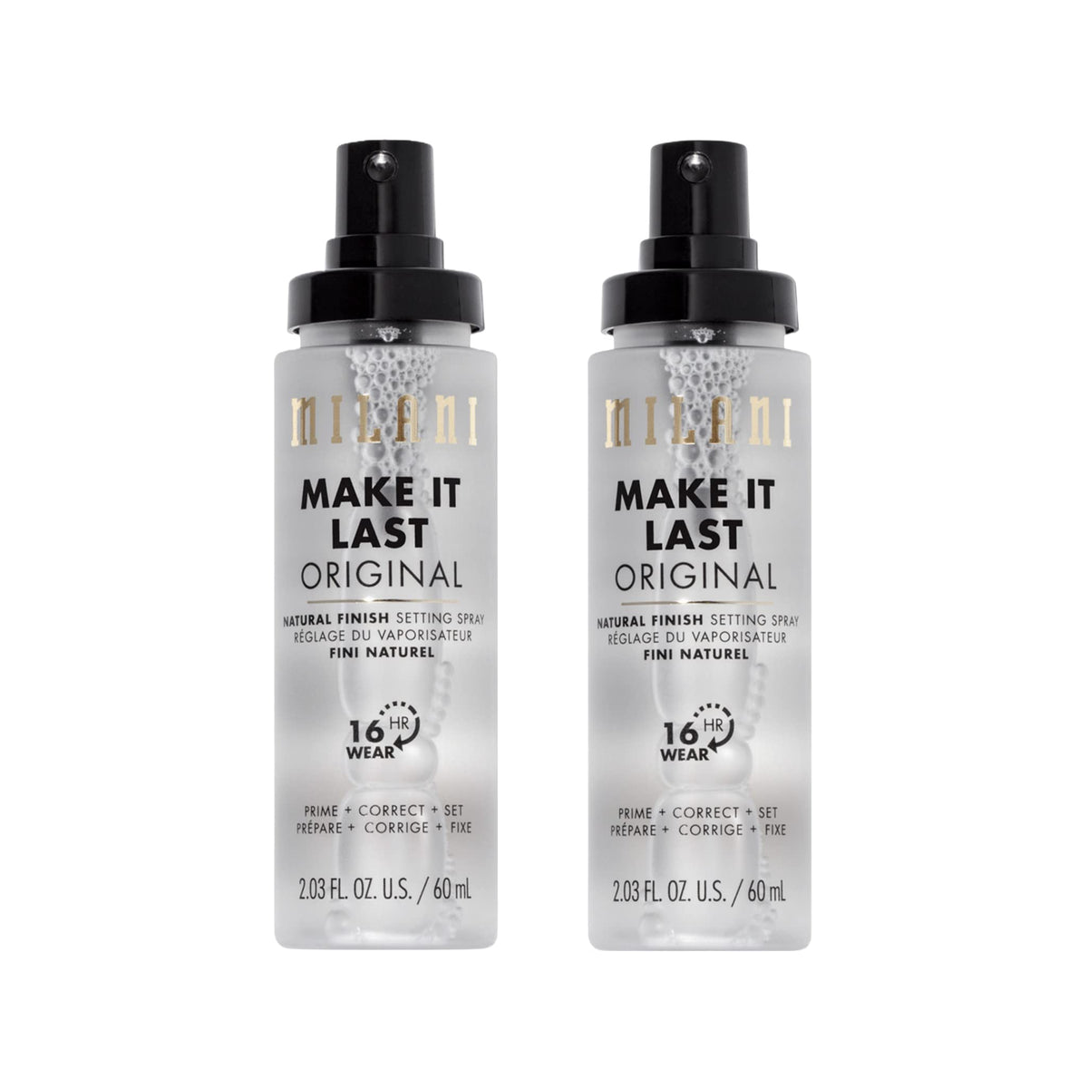 Milani Setting Spray + Primer, Make It Last Original - Natural Finish with Niacinamide for Hydration, Setting Spray for Makeup and Face Primer, 3-in-1 Prime + Hydrate + Set, 2.03 Fl. Oz - 2 Pack