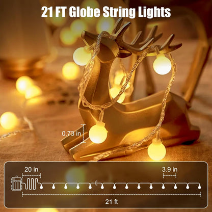 Minetom Battery Operated Globe String Lights – Flameless Cool-Touch LED Lights Safe for Kids, Pets & Bedrooms