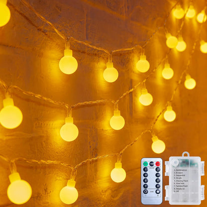 Minetom Battery Operated Globe String Lights – Flameless Cool-Touch LED Lights Safe for Kids, Pets & Bedrooms