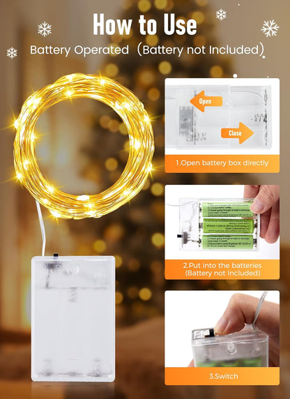 Minetom IPX7 Waterproof Fairy Lights – 33ft Outdoor Patio, Deck & Garden Party String Lights Battery Powered