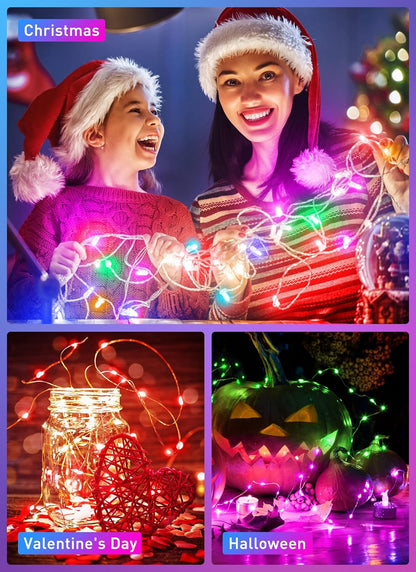 Minetom Waterproof Fairy Lights – 33FT Portable USB String Lights for Patio and Garden Parties, 12 Modes