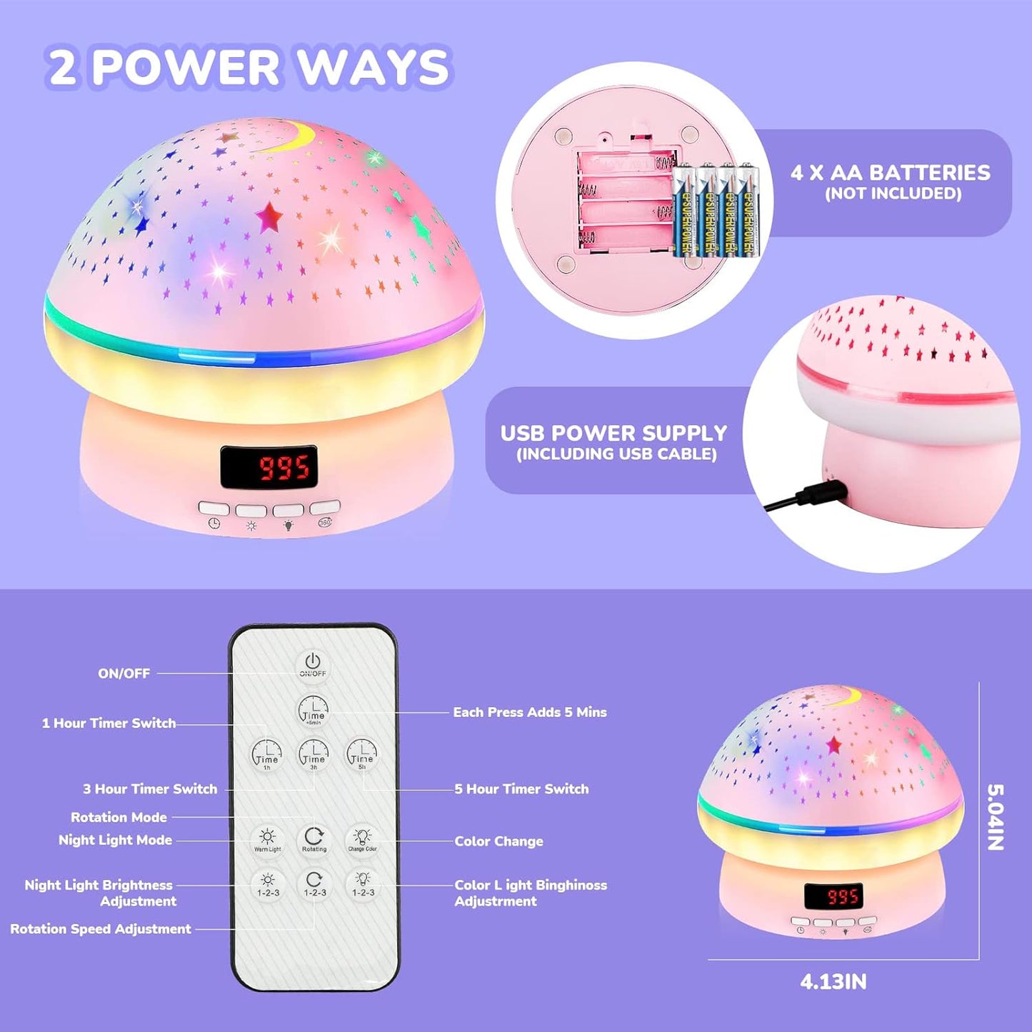 MINGKIDS Star Night Light Projector – Bedtime Wind-Down and Sleep Aid with White Noise for Anxious Toddlers