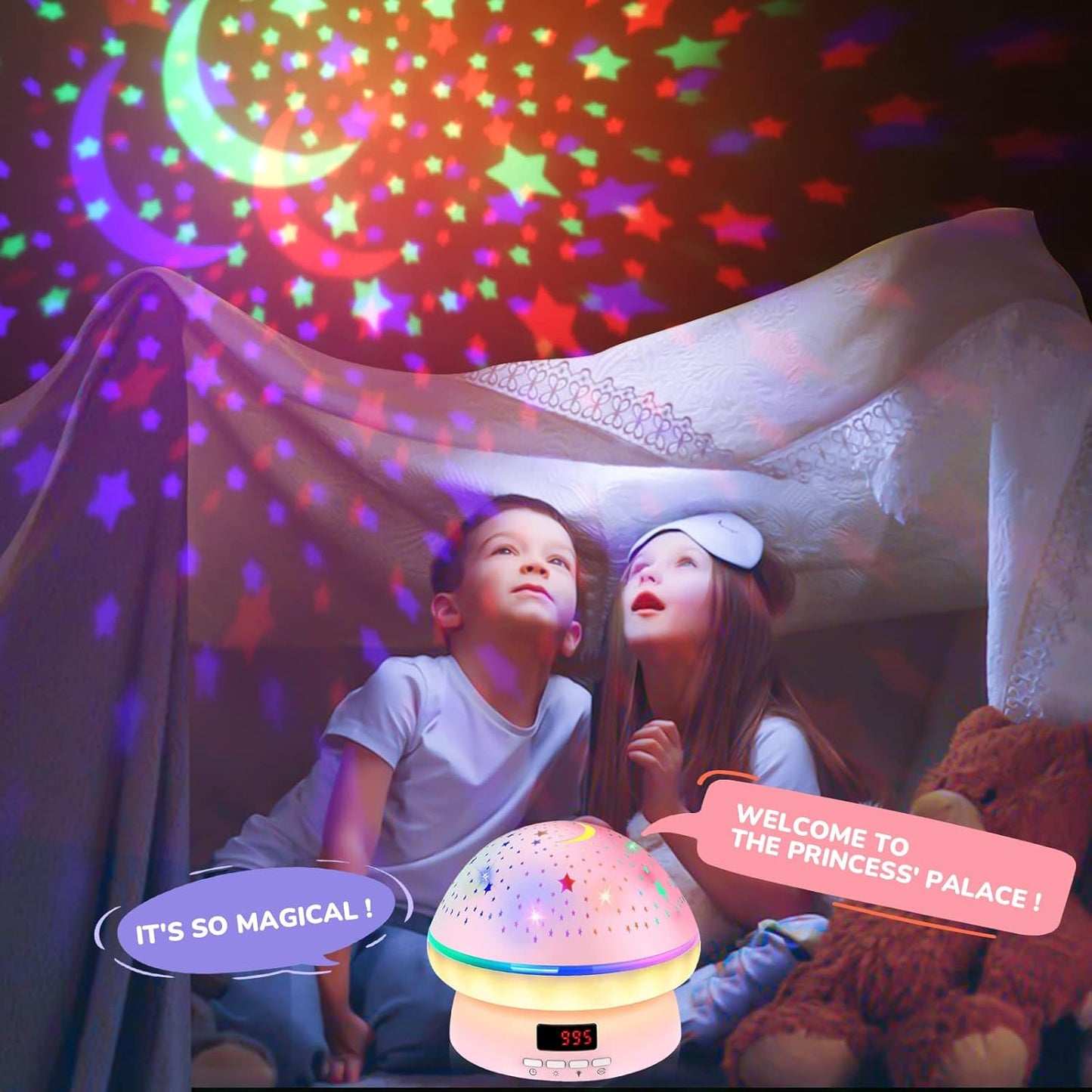 MINGKIDS Star Night Light Projector – Bedtime Wind-Down and Sleep Aid with White Noise for Anxious Toddlers