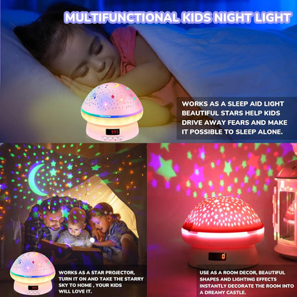MINGKIDS Star Night Light Projector – Bedtime Wind-Down and Sleep Aid with White Noise for Anxious Toddlers