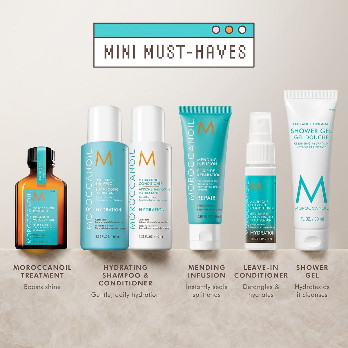 mini/travel-size packaging suited for luggage and gym bags