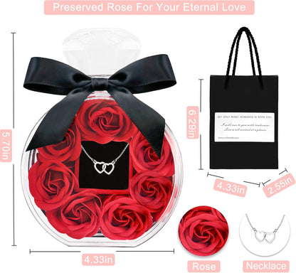 minimalist double-heart pendant necklace included inside the bottle