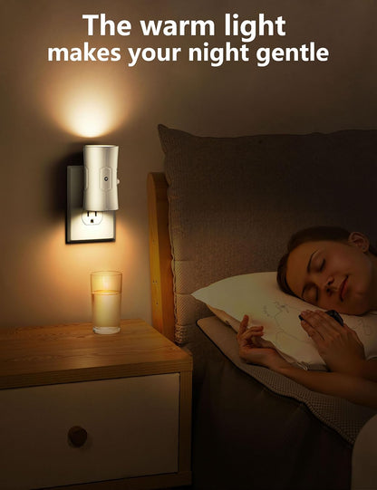 Minimalist Night Light Plug in Wall 2 Pack – Slim Scandinavian LED Nightlight with Clean Lines and Neutral Color Palette