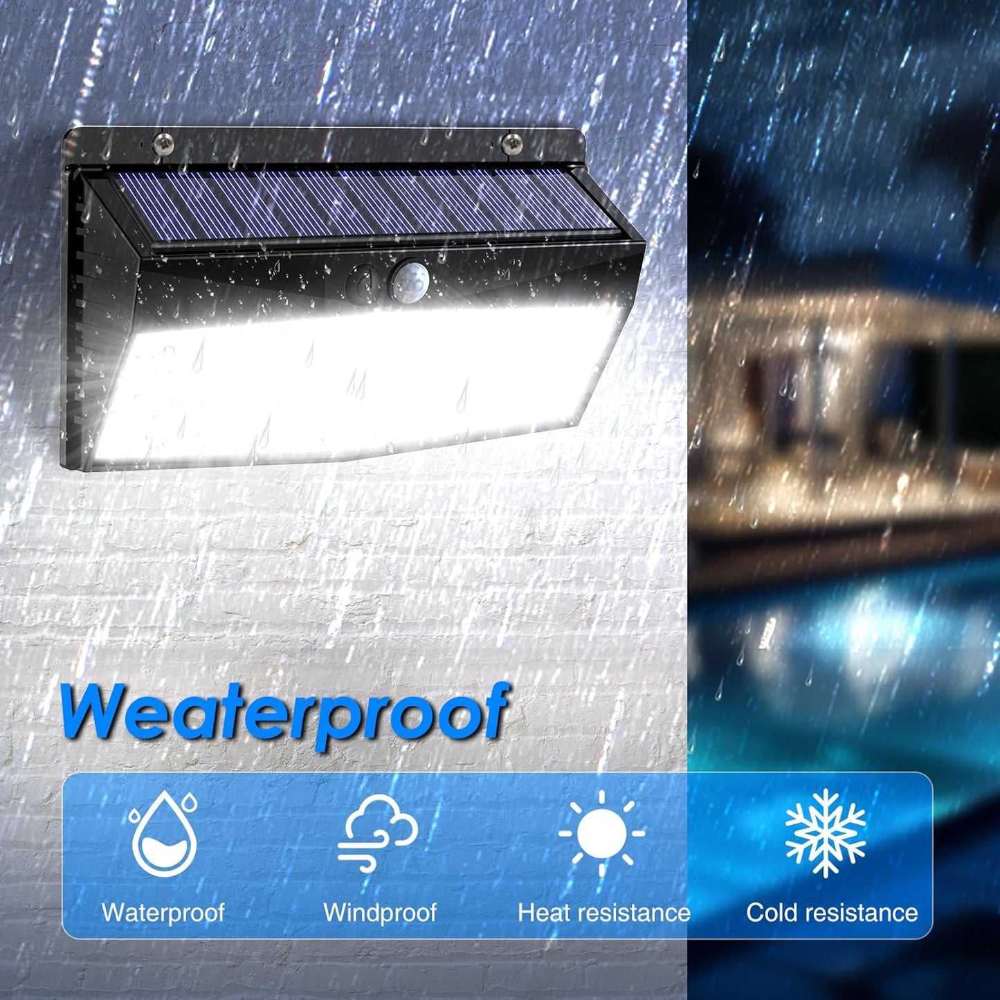 Minimalist Solar Wall Light for Clean Modern Exteriors – 368 LED, No Wiring, White Finish