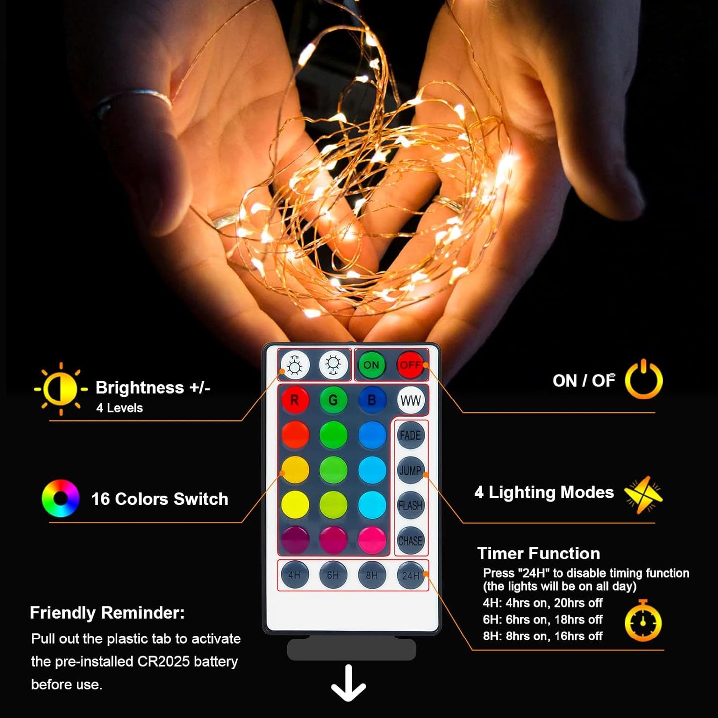 Minimax Fairy Lights – Thoughtful Birthday Gift for Her with 16 Colors and Remote Timer