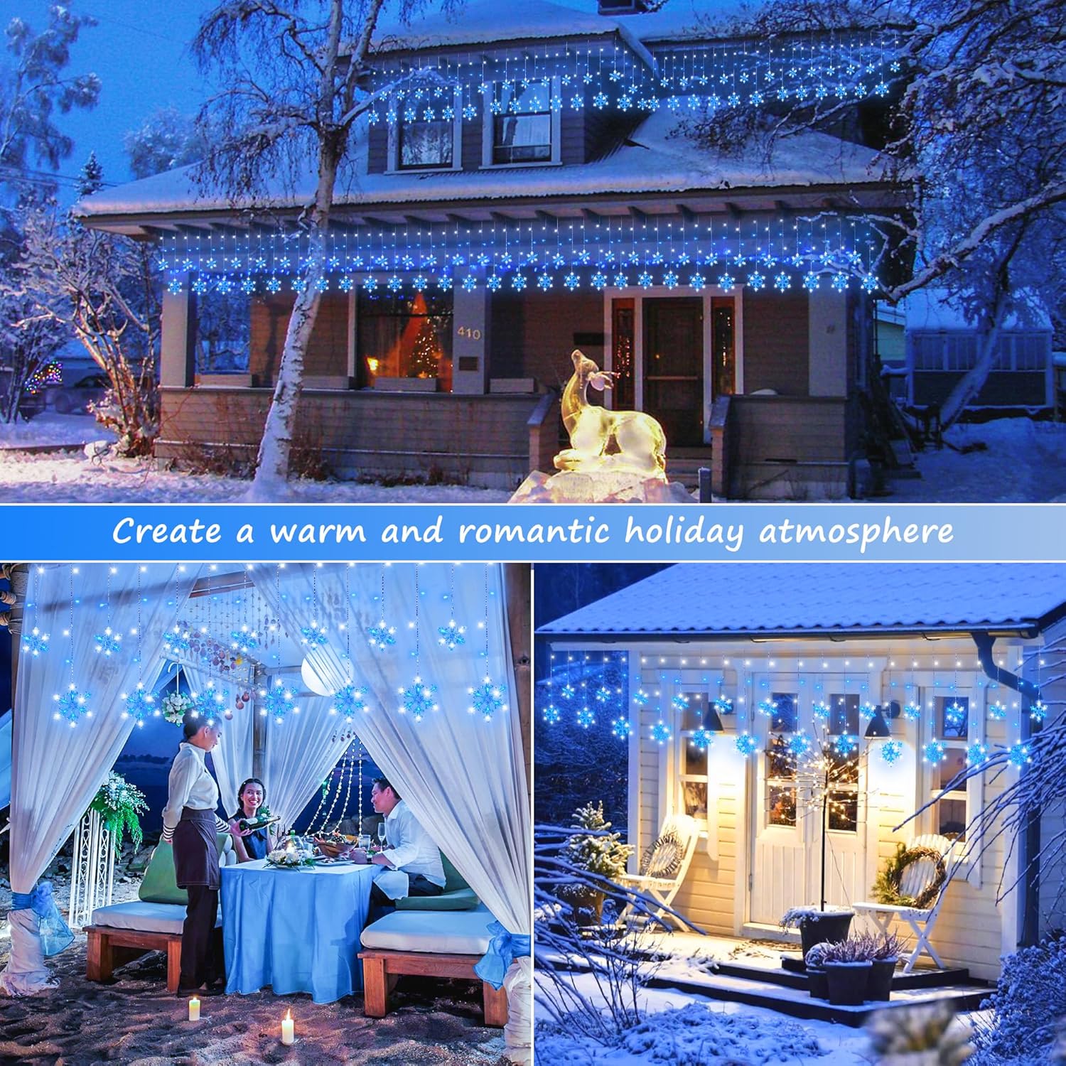 Minimax Snowflake Curtain Lights – Nursery and Playroom Safe Holiday Glow, Cool-Touch 30V Kids Room Decor