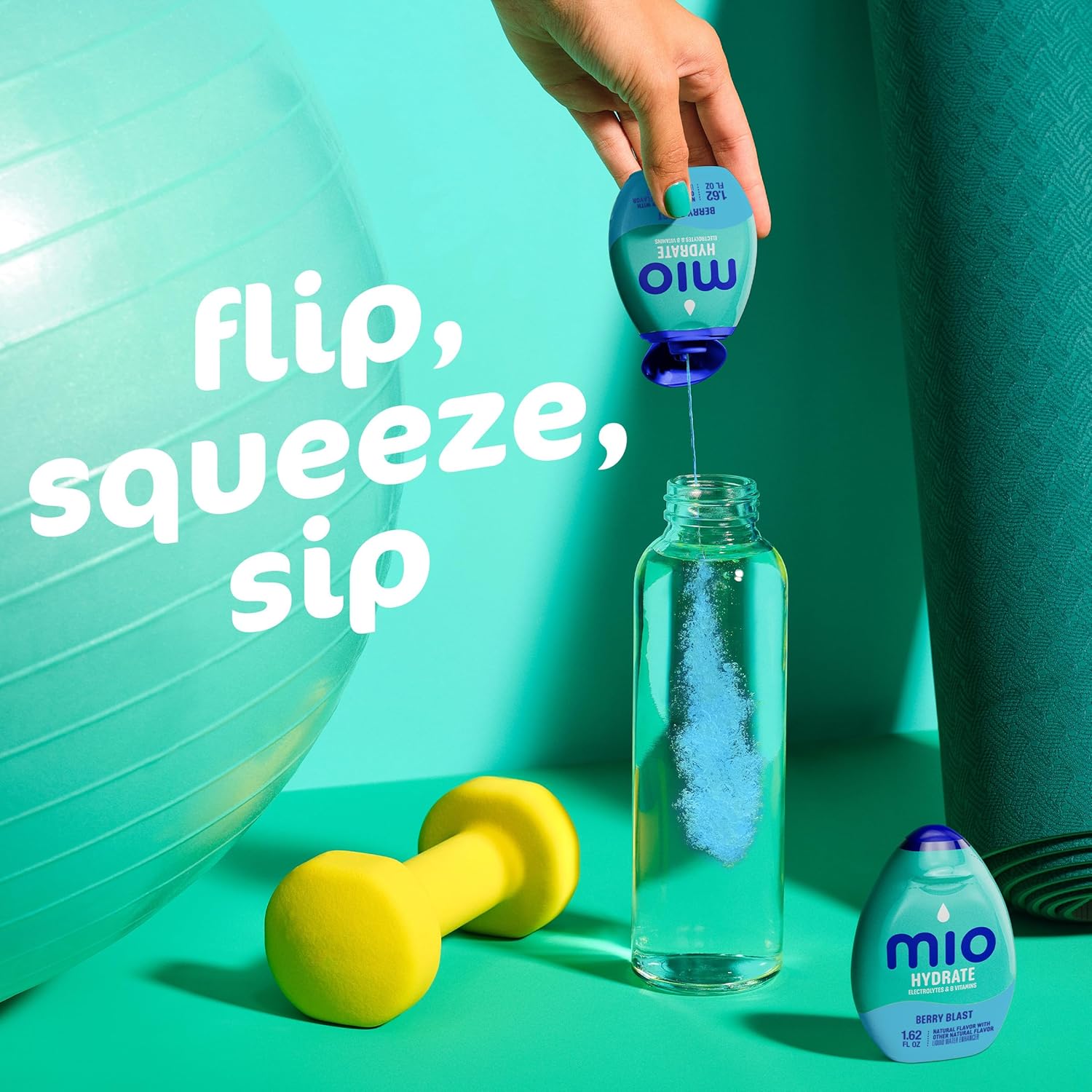 MiO Sport Berry Blast Liquid Water Enhancer – Compact 1.62 fl oz Squeeze Bottle for Clutter-Free Kitchens