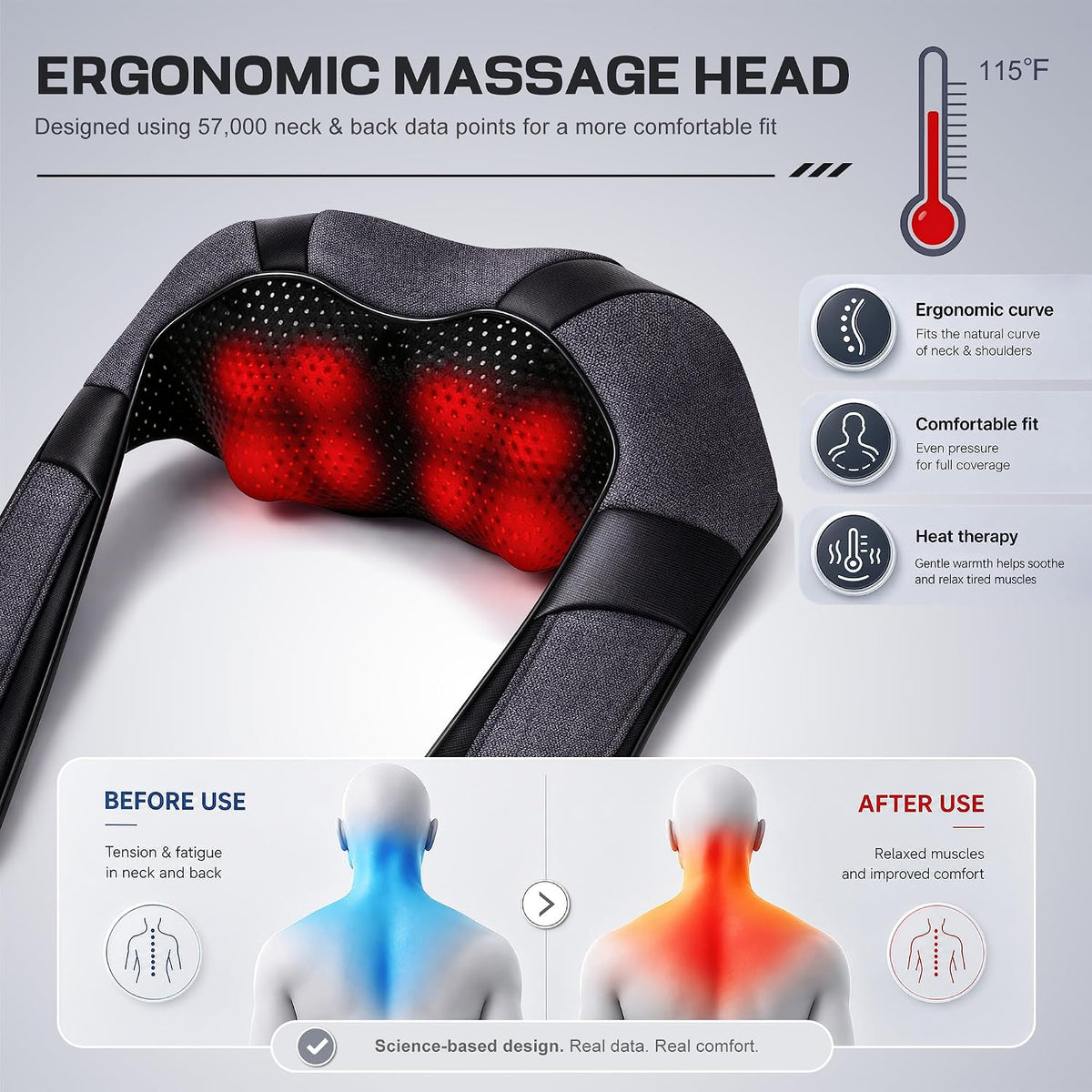 Mirakel Corded Massage Wrap with Built-In Safety Timer - Family-Friendly Pain Relief