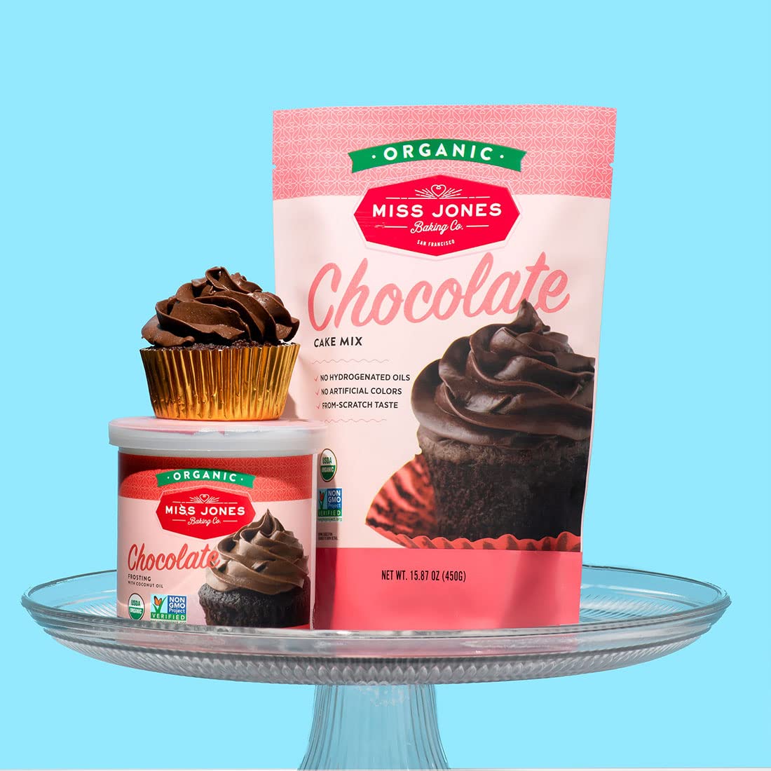Miss Jones Baking Organic Chocolate Cake Mix – Nut-Free School Birthday Cake for Kids, Vegan-Friendly and Allergy-Safe