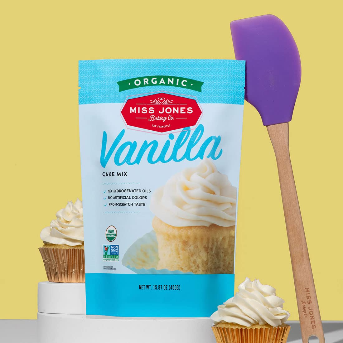 Miss Jones Baking Organic Yellow Cake Mix – Allergy-Safe Birthday Cake for Kids, Nut-Free and Dairy-Free Vanilla Batter for First Birthdays and Classroom Parties