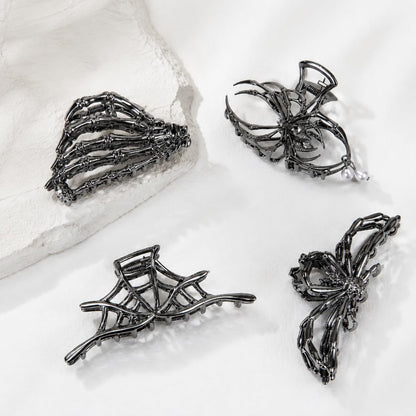 MISS LVA Spider Hair Claw Clips – Clean Black-Plated Hair Accessories for Capsule Wardrobes, Simple Halloween Style