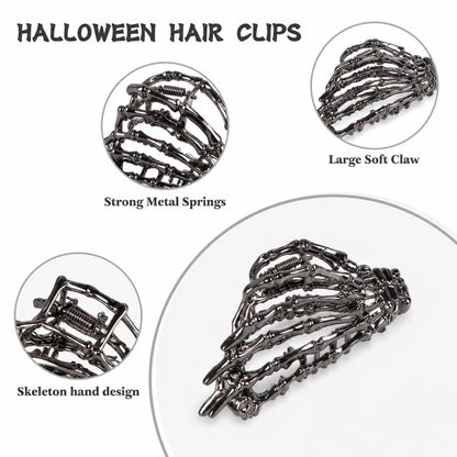 MISS LVA Spider Hair Claw Clips – Clean Black-Plated Hair Accessories for Capsule Wardrobes, Simple Halloween Style