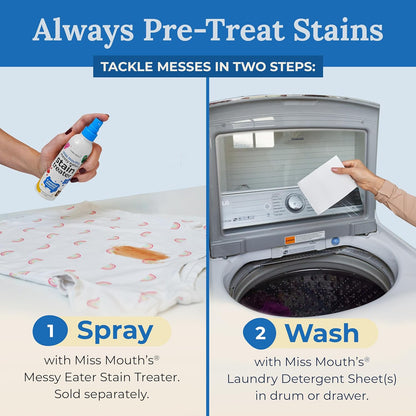 Miss Mouth's Messy Eater Laundry Sheets for Clutter Free Laundry Routine, Low Waste Plastic Free Detergent