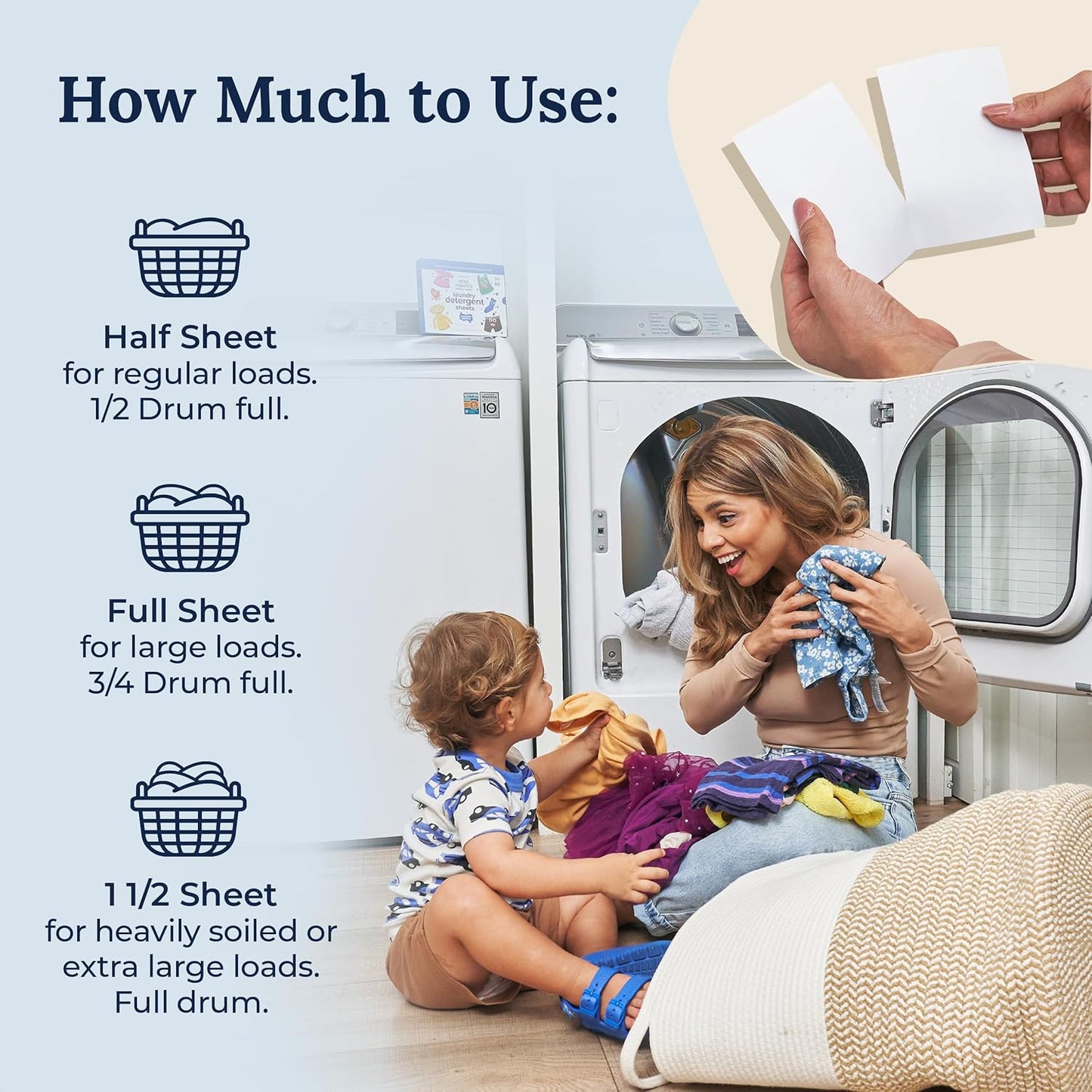 Miss Mouth's Messy Eater Laundry Sheets for Clutter Free Laundry Routine, Low Waste Plastic Free Detergent