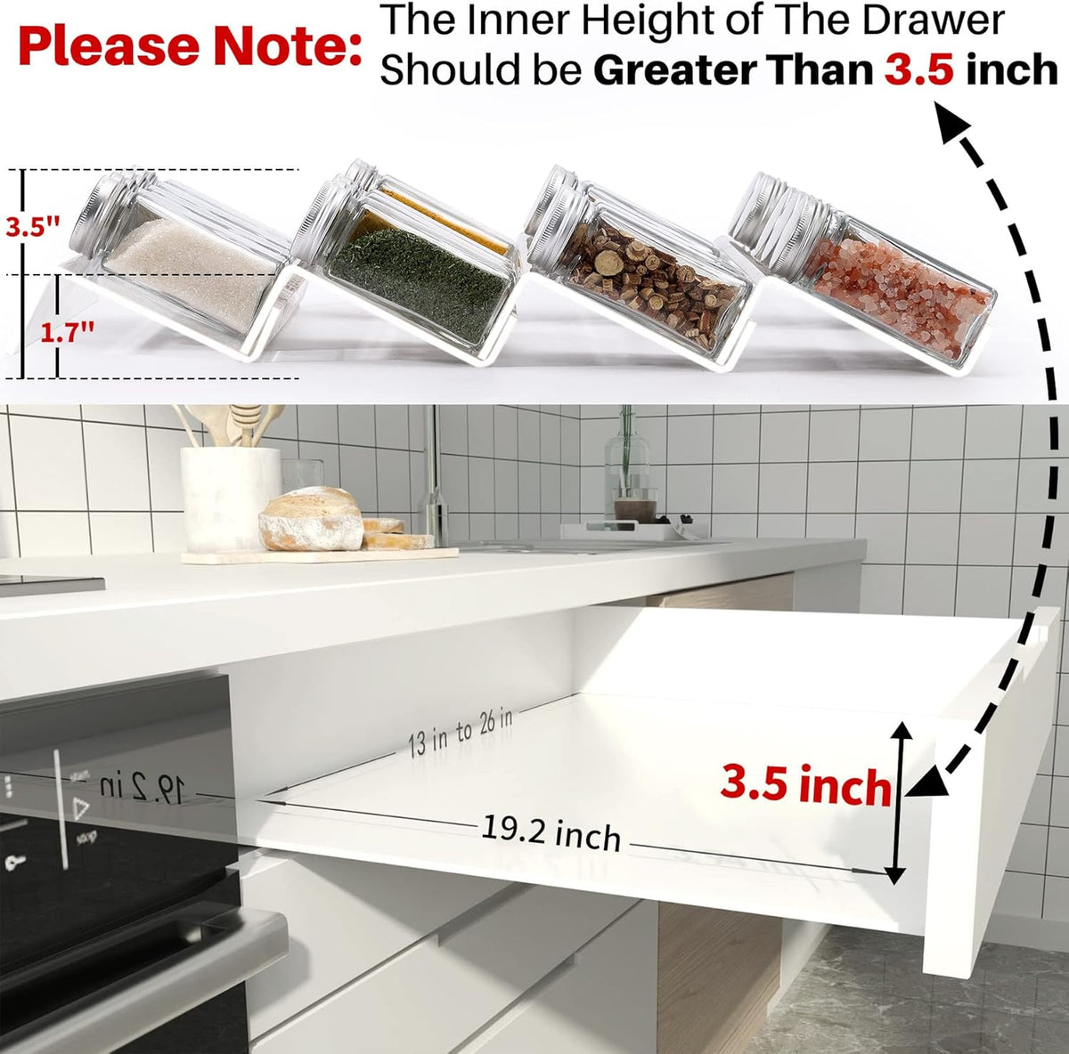 MIUKAA Transparent Spice Drawer Tray – Versatile Gift for Moms, Renters, and Minimalist Movers