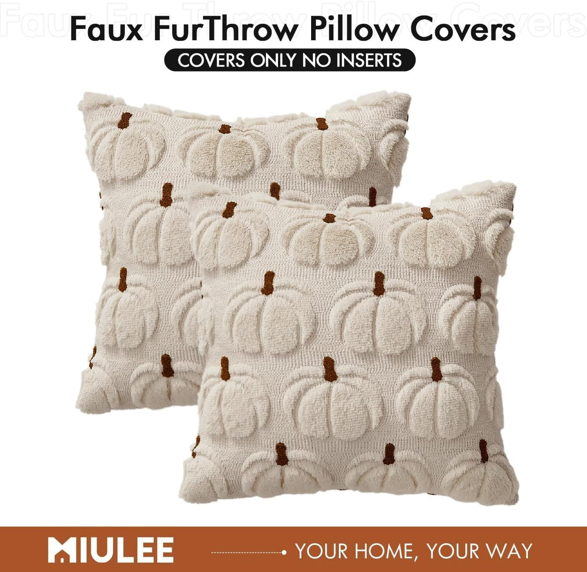 MIULEE Autumn Pumpkin Pillow Slips – Farmhouse Dining Room & Front Porch Seating Decor, Durable Polyester Cushion Covers for Seasonal Refresh