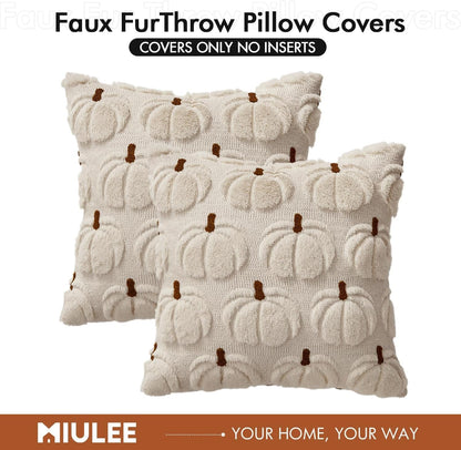MIULEE Autumn Pumpkin Pillow Slips – Farmhouse Dining Room & Front Porch Seating Decor, Durable Polyester Cushion Covers for Seasonal Refresh