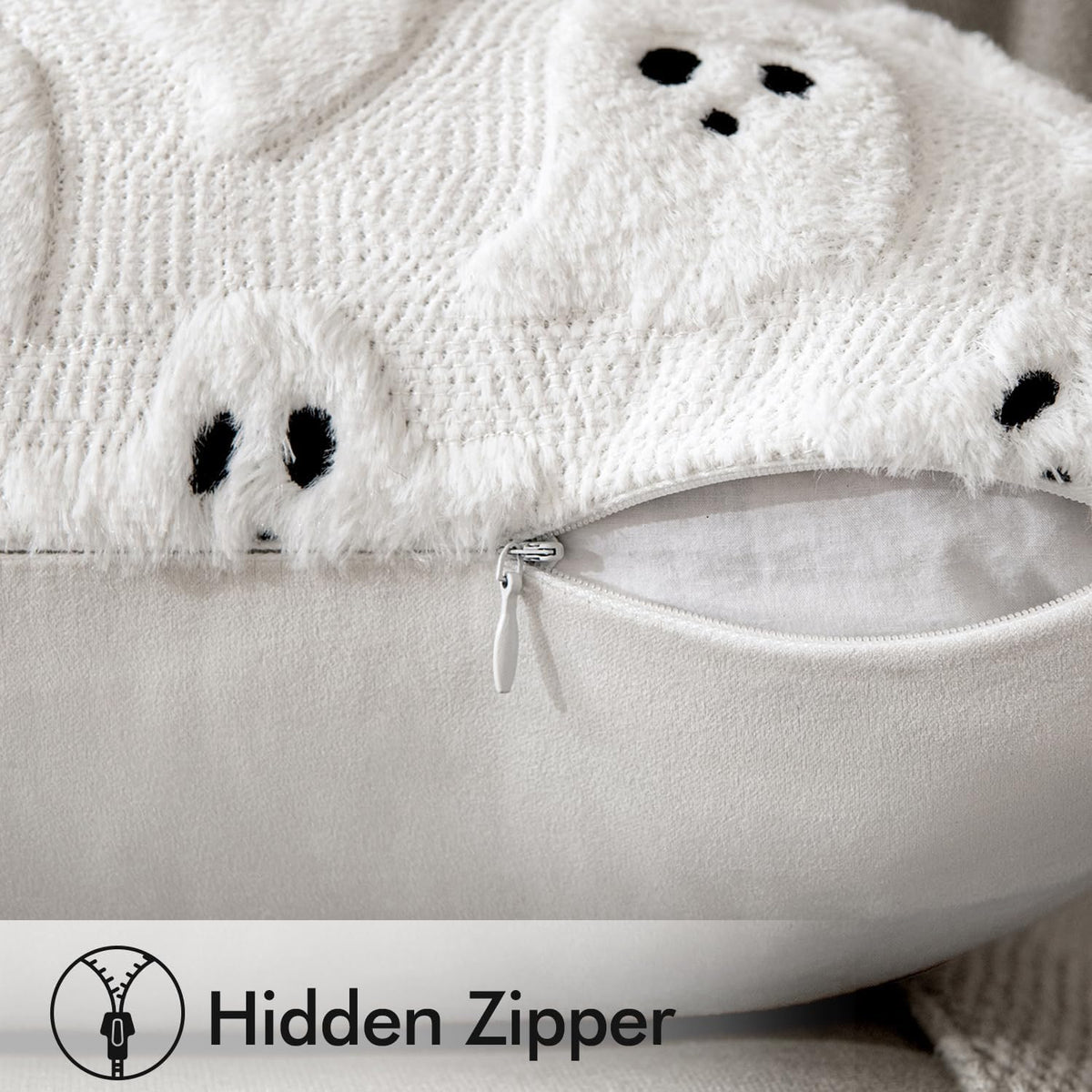 MIULEE Premium Plush Ghost Pillow Covers 18x18 Set of 2 – 3D Embroidered Halloween Cushion for Elegant Home