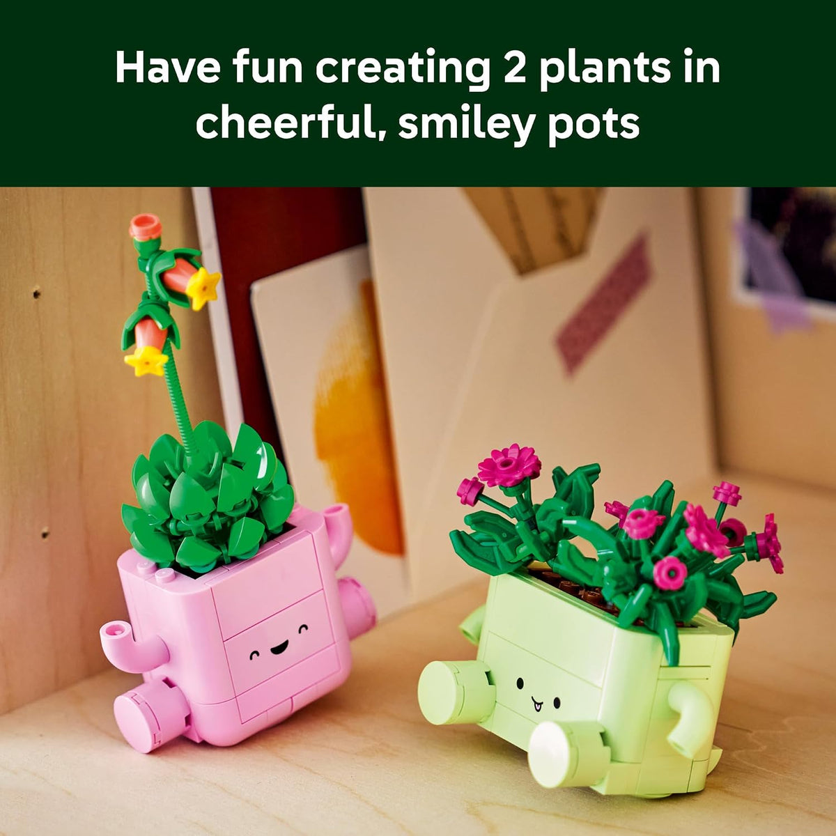 mix-and-match compatibility with lego botanicals happy plants (10349) for pot and plant swapping