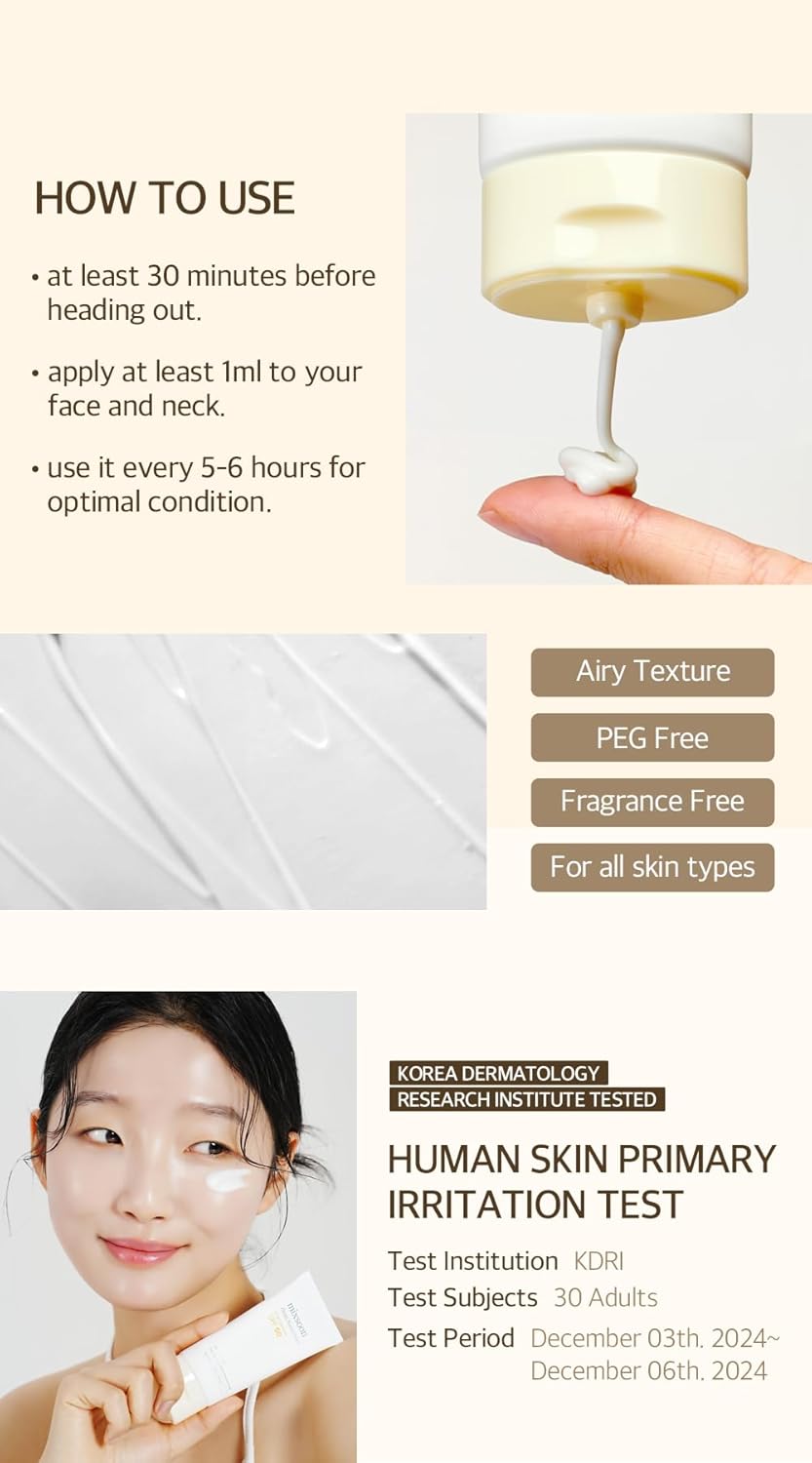 mixsoon Bean Sunscreen – Mindful Morning Skincare Ritual, Fragrance Free Sensitive Skin SPF 50 50ml
