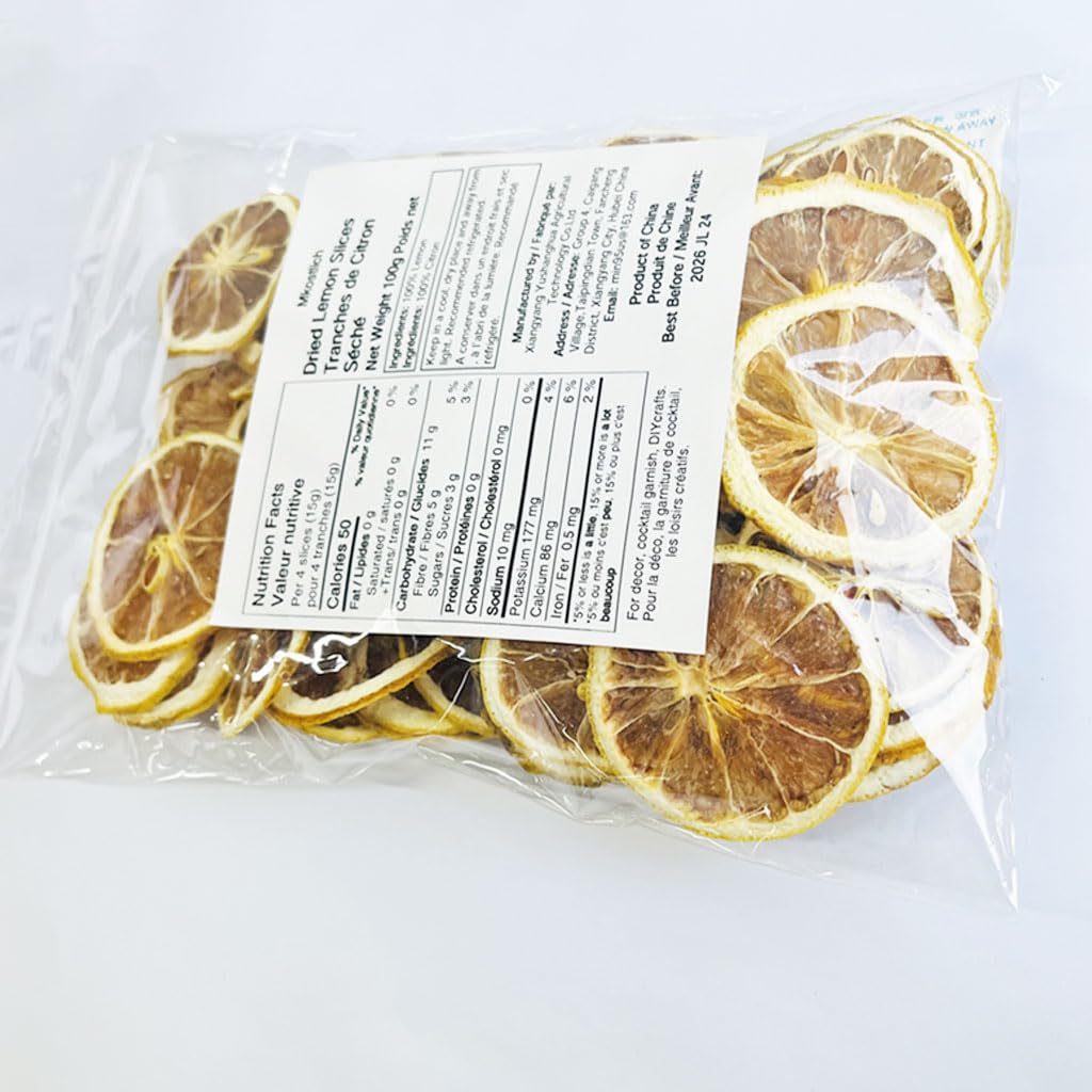 Mkostlich Dried Lemon Slices for Uncluttered Pantry, Single Ingredient Dehydrated Citrus for Intentional Kitchens