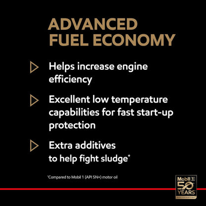Mobil 1 Advanced Fuel Economy 0W-20 Full Synthetic Oil for Home Office Commuters and Remote Workers