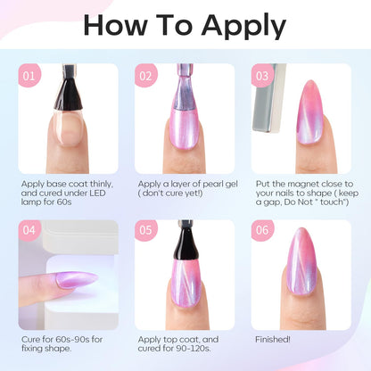 modelones Cat Eye Gel Nail Polish – Self Care Night Ritual Polish, Low Odor 9 Free Iridescent Mermaid Shimmer for Home Spa Manicures