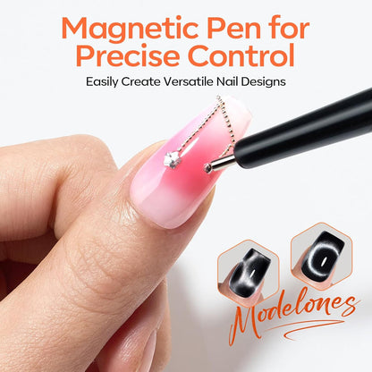 modelones Cat Eye Magnet Set – Premium 10-Piece Magnetic Gel Nail Art Collection, Salon-Quality 3D Effects in an Elegant Gift-Ready Kit