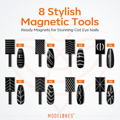 Modelones Cat Eye Magnet Set – Streamlined 15-Piece Kit for Clean, Intentional Nail Art at Home