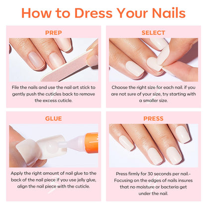 modelones French Tip Press On Nails Short Oval – Thoughtful Birthday Gift for Her, Ready-to-Wear Manicure Kit for Women and Girls