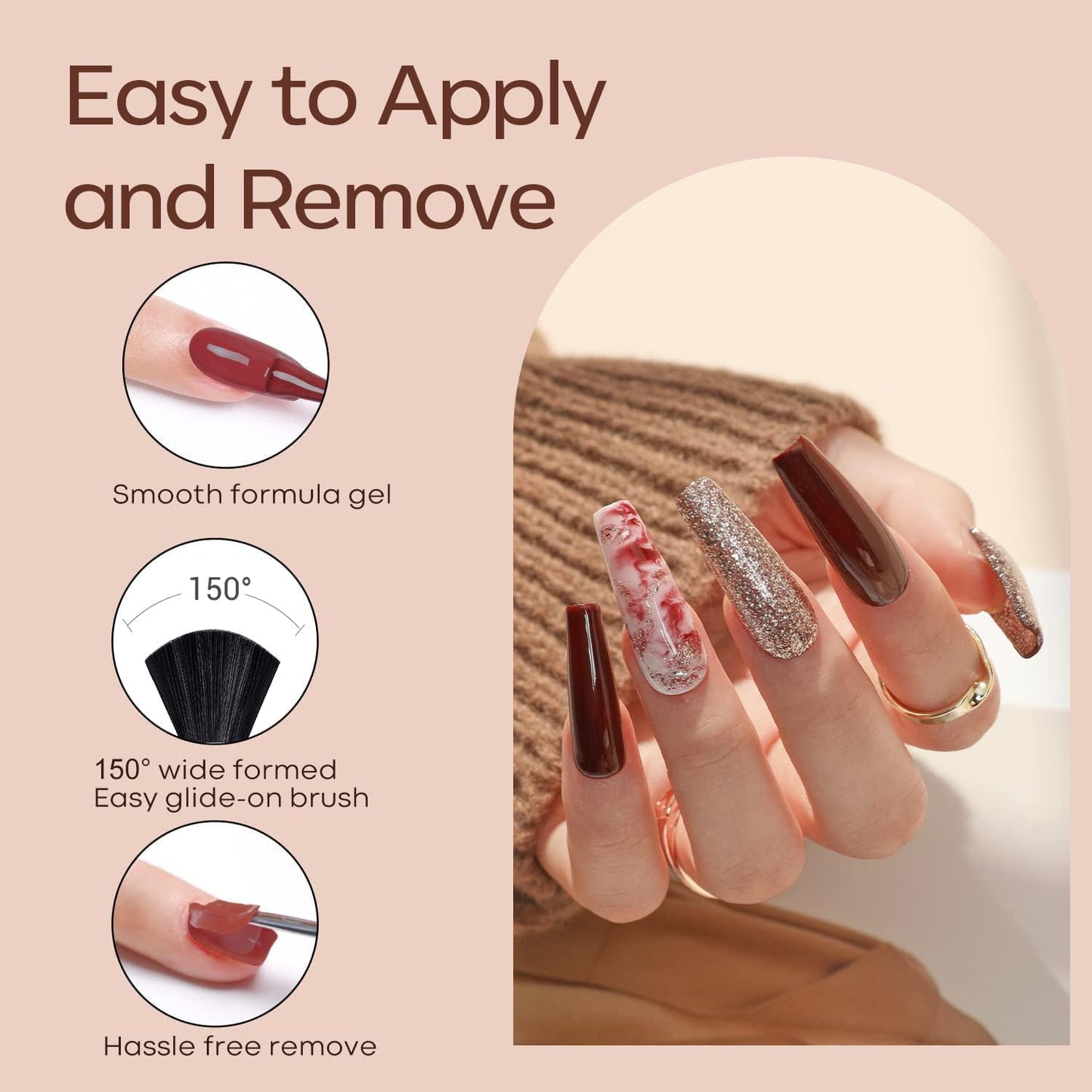 modelones Gel Nail Polish Kit – 6 Nude Pink Neutral Shades, Thoughtful Birthday Gift for Her and At-Home Manicure Set